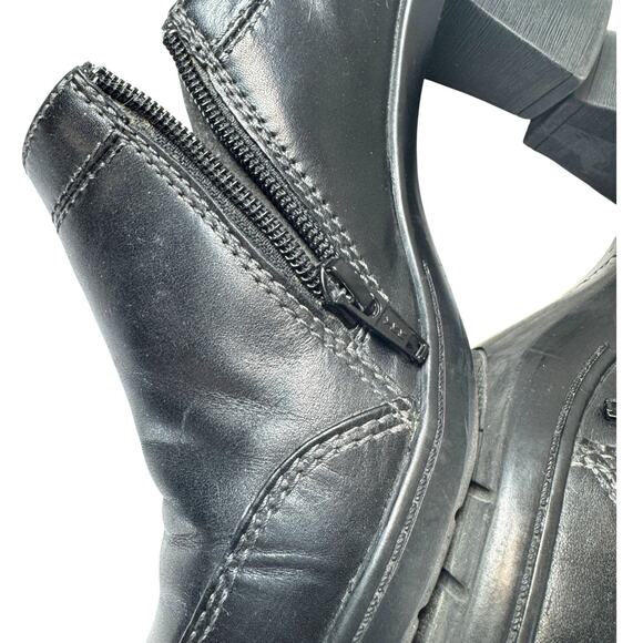 Clarks Leather Ankle Boot Block Heel Bootie Shooty 10 Black Zip Comfort Corpcore - Picture 10 of 14